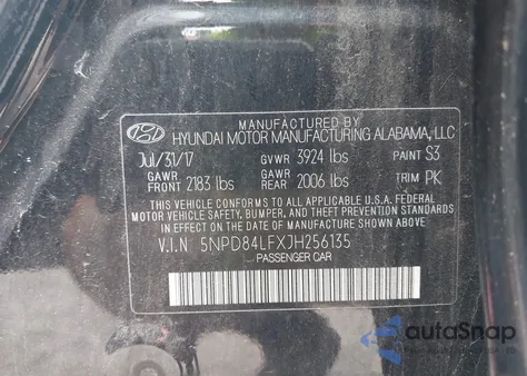 2018 Hyundai Elantra Value Edition z USA, uszkodzony, nr VIN 5NPD84LFXJH256135